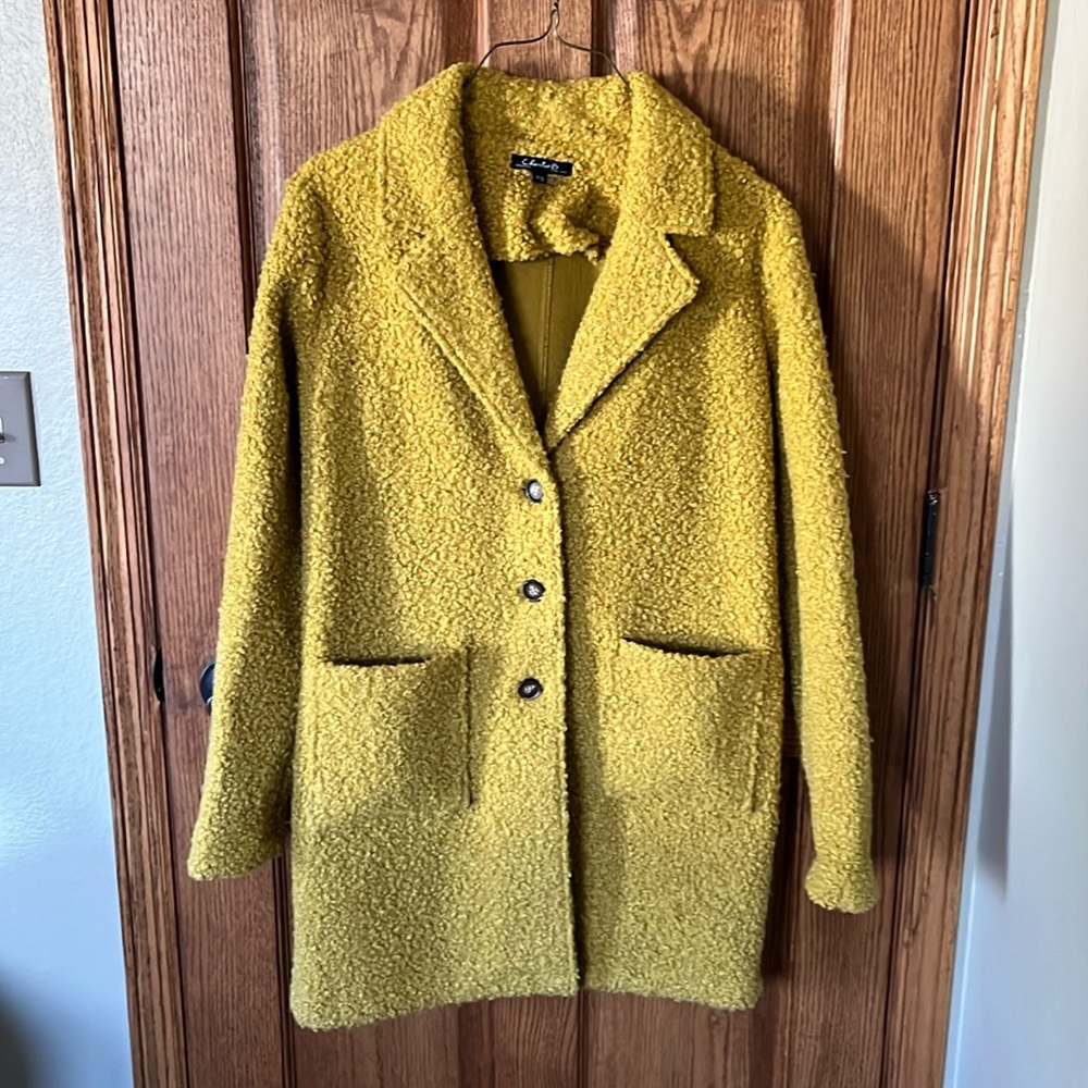 Charlie’s EUC mustard yellow longer jacket/coat Small - Picture 1 of 5